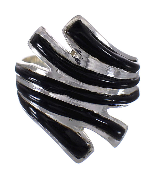 Silver Southwest Jet Ring Size 7-1/4 QX87546